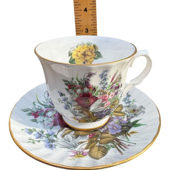 Crown Staffordshire Fine Bone China Floral Teacup & Saucer Set Victorian England - Picture 9 of 13